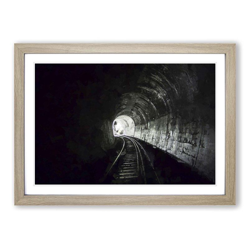 Train Railway Tunnel in Abstract- Picture Frame Graphic Art Print, Oak, 50cm H x 76cm W x 2cm D