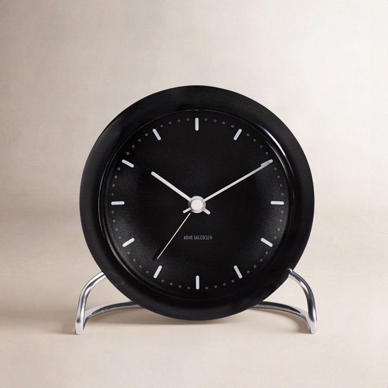 City Hall Electric Clock, Black/Silver