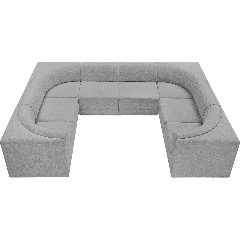 Canapé modulaire rembourré 8 pièces Ollie, Tissu gris bouclé