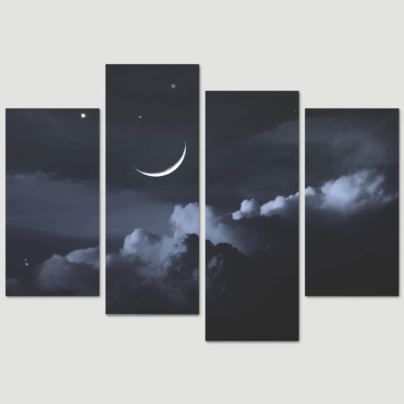 Ciel de nuit avec des nuages de lune et un sommeil paisible et paisible 4 pièces