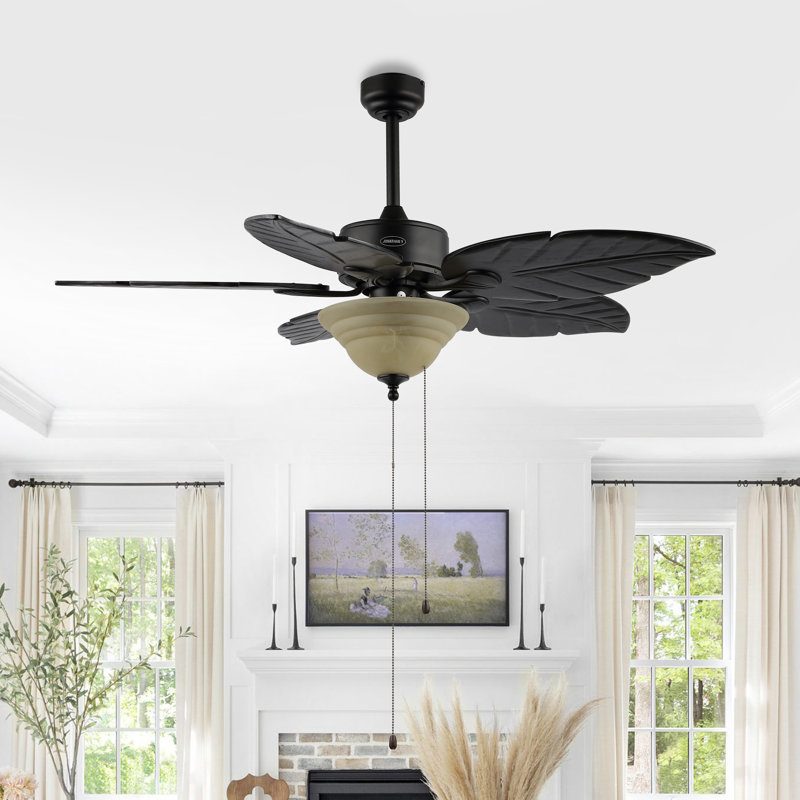 Emmabeth 52'' Ceiling Fan with Light Kit, Black