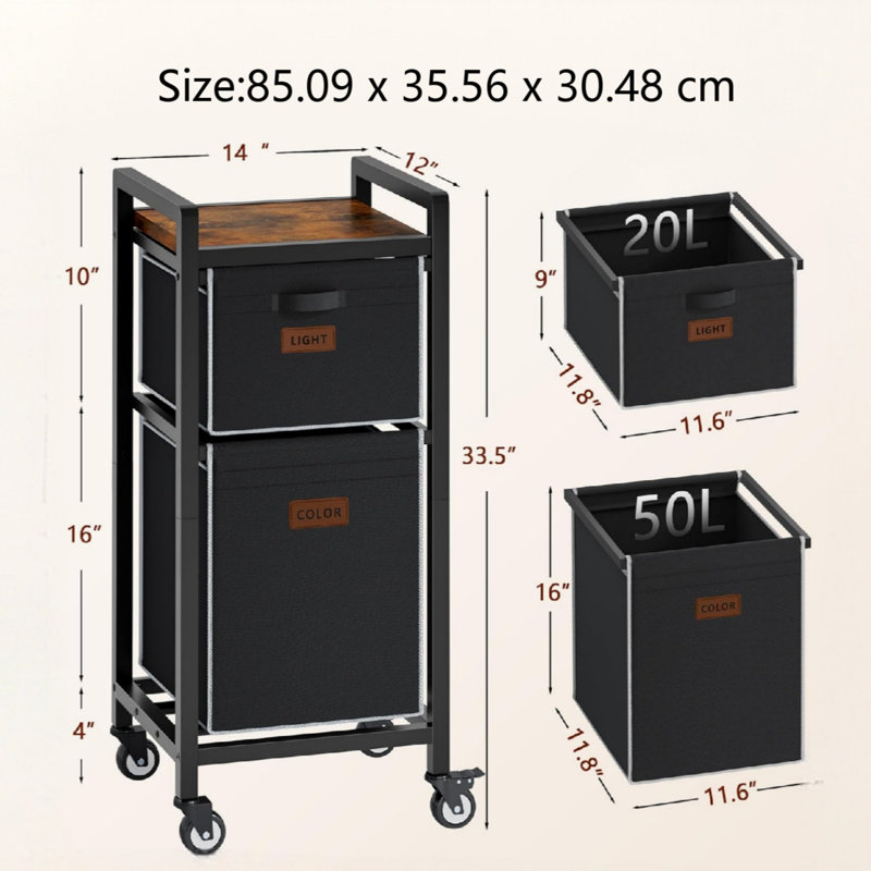 Steel Laundry Cart, Black