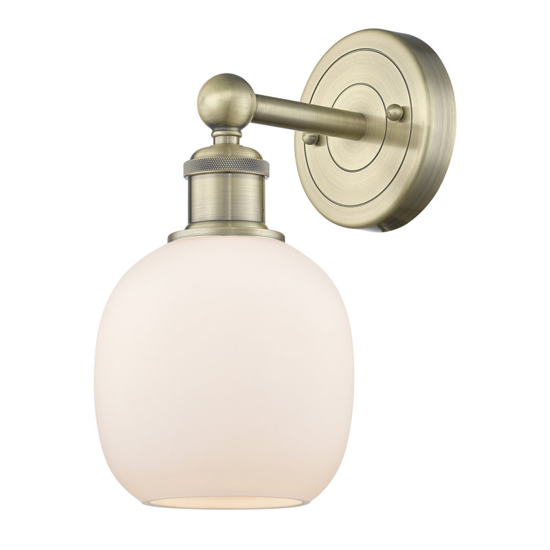 Cheraw Armed Sconce, Matte White, Antique Brass