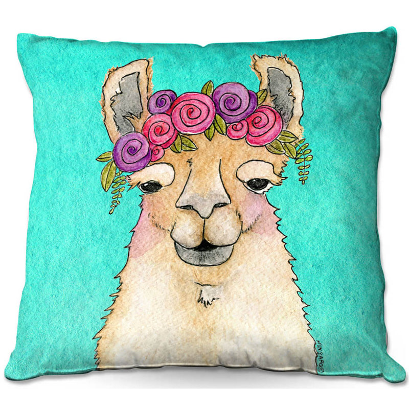 Reversible Throw Pillow, 16" x 16", Turquoise