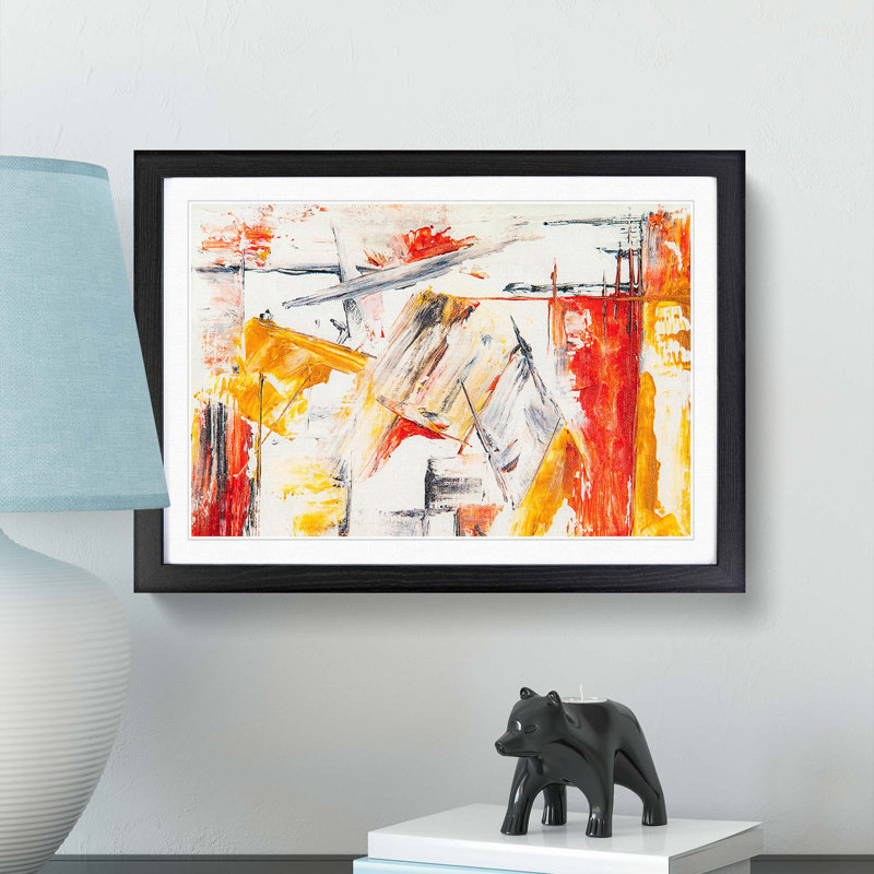 Abstract Art Painting Vol.461 by S.Johnson - Picture Frame Painting Print, 48cm H x 65cm W x 2cm D, Black Framed