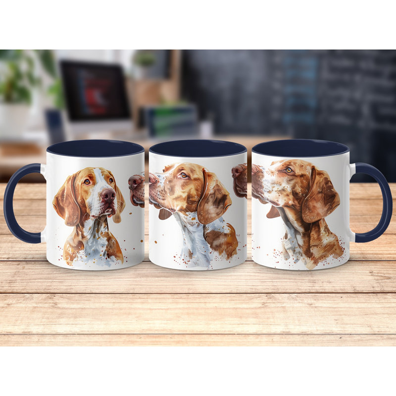 Australian Dingo Dog Watercolor Design 11oz Coffee Mug, 2, Navy