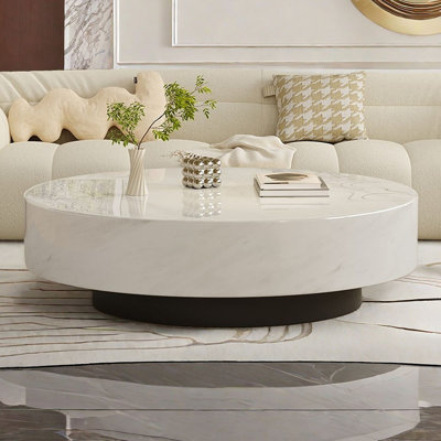 Simple luxury cream style marble coffee table