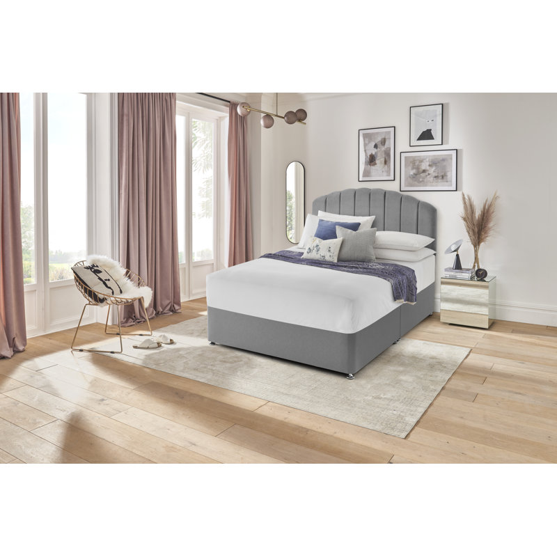 Silentnight upholstered premium Divan bed - base only, No Drawer, Slate Grey, Double (4'6)