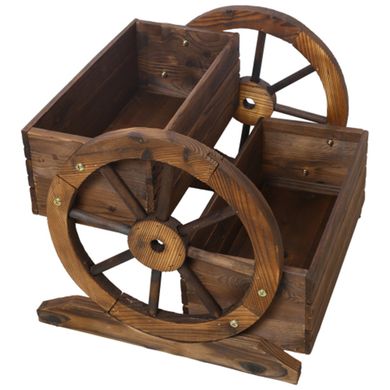 Boîte à fleurs en bois avec roues