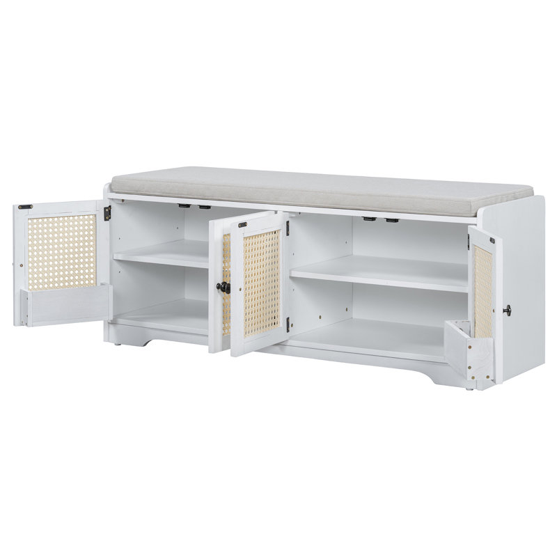 Banc de rangement Rustic, Blanc