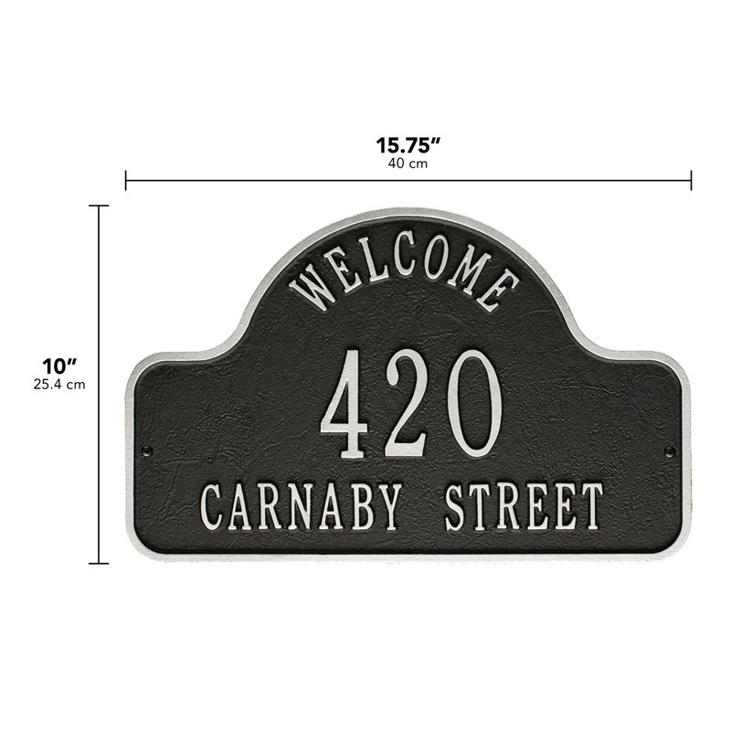 3-Line Wall Address Plaque, Black/Silver, Yes