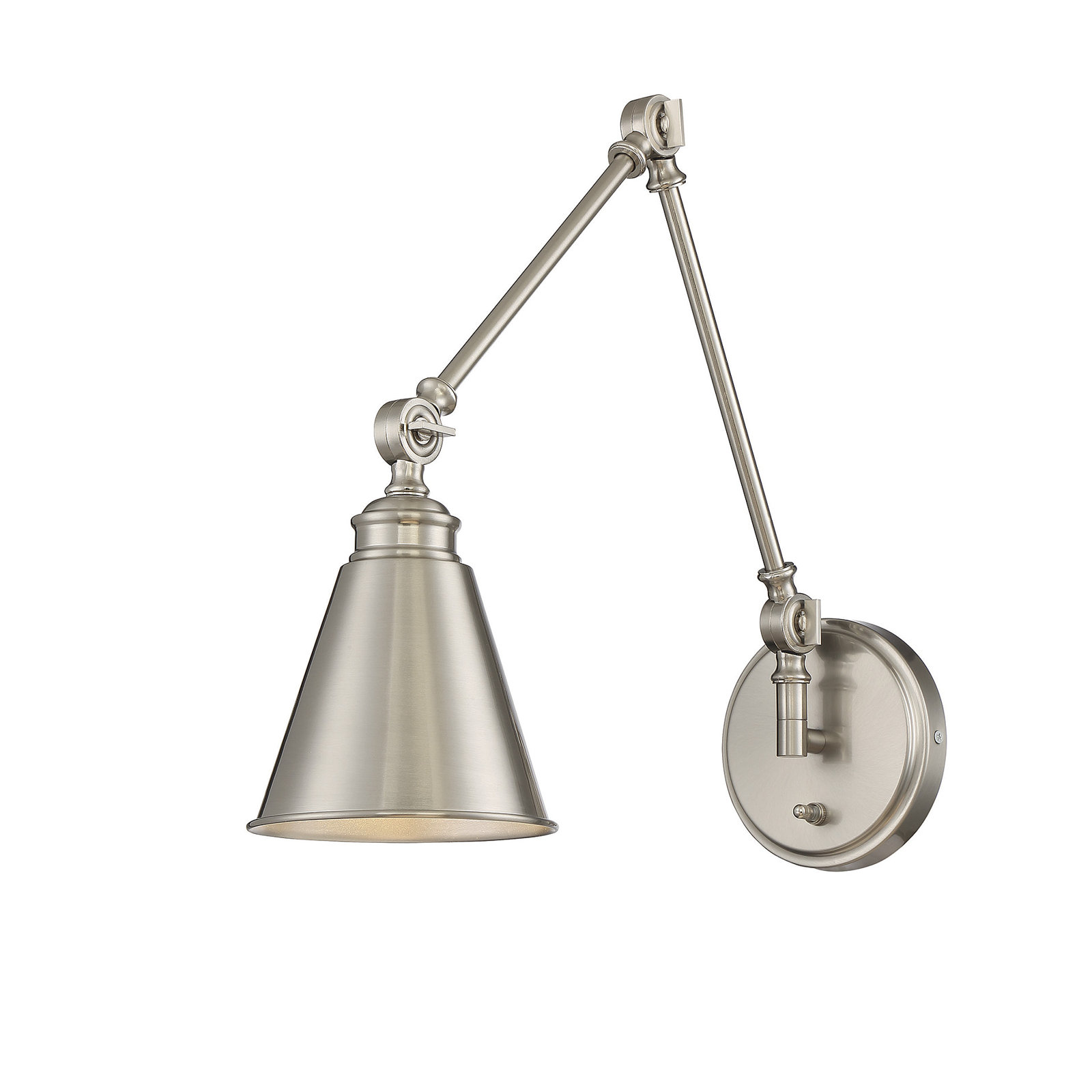 Beckham Single Light Swing Arm Sconce, Satin Nickel