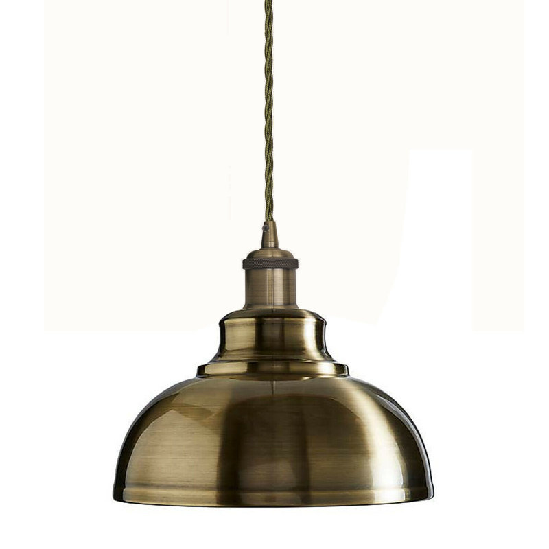 Light Green Brass Dome Pendant – Industrial Modern Ceiling Light Fixture for Kitchen & Dining