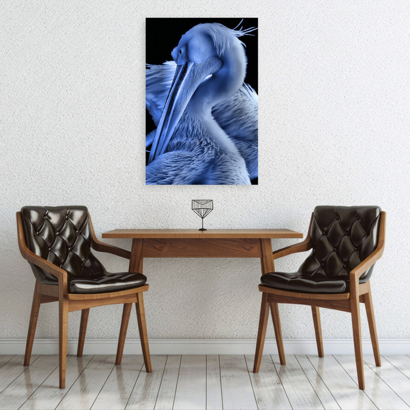 Majestic Blue Pelican Elegant Peaceful Serene Bird Pelican Nature Portrait Wall Art Print 1 Piece Wrapped Canvas Wall Art