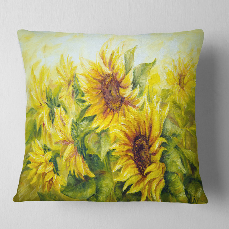 Coussin décoratif fleur de soleil brillant, 16 po x 1 po, Coussin décoratif