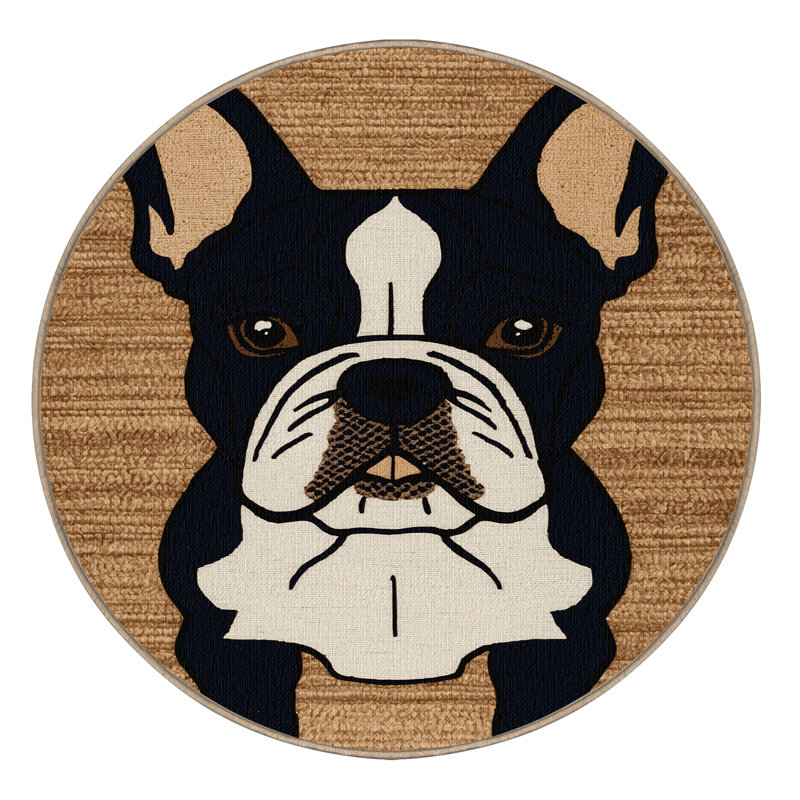  Tapis lavable bouledogue français, Rond 8 pi