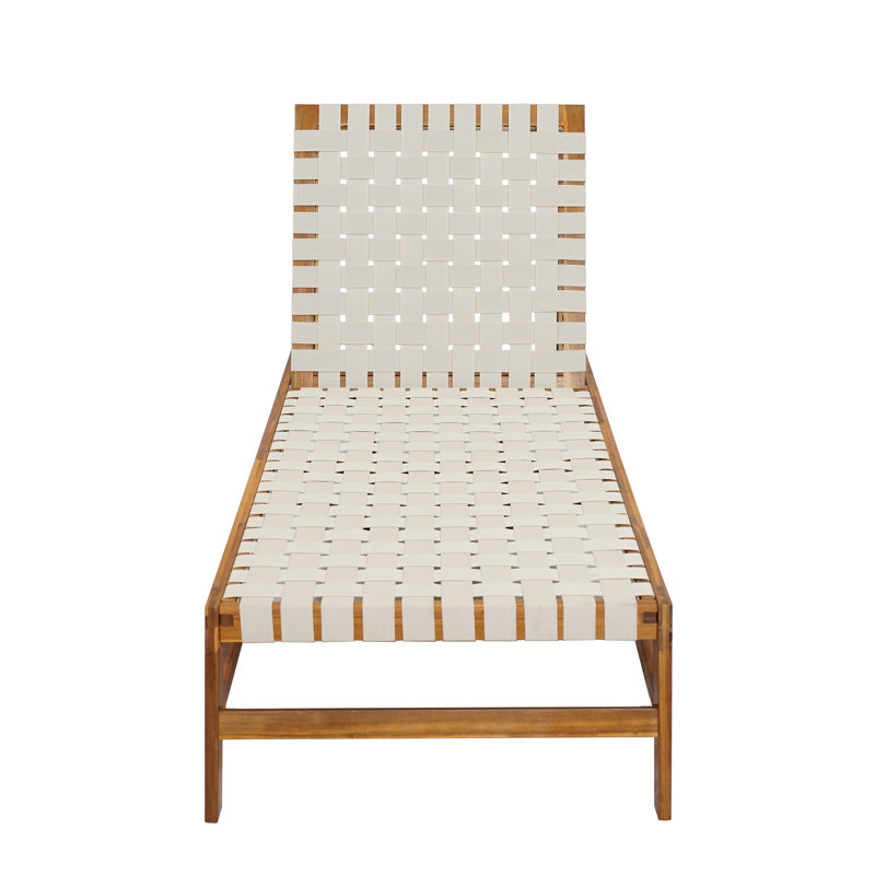 Outdoor Rope Chaise Lounge, Teak/White