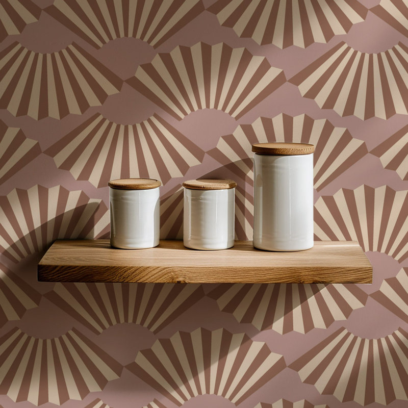 Shanghai Fanning Out 10' L x 24" W Wallpaper Roll, Antique Rose, Faux Grasscloth, Non-pasted