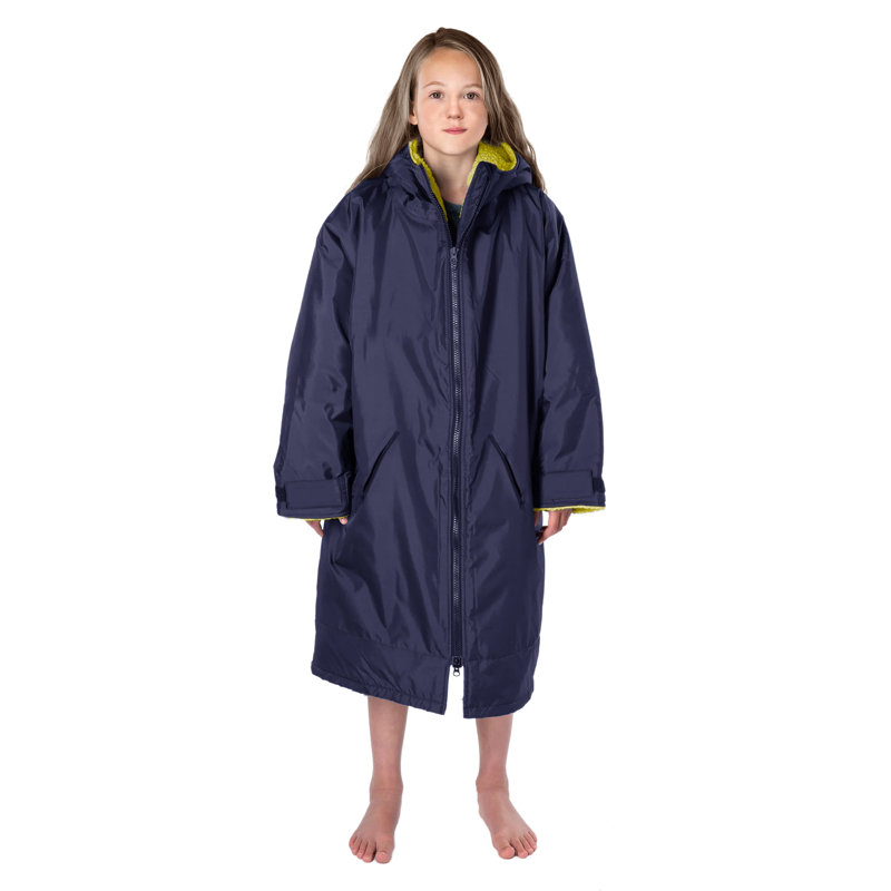 Nitin Fleece Bathrobe with Pockets and Hood, Navy