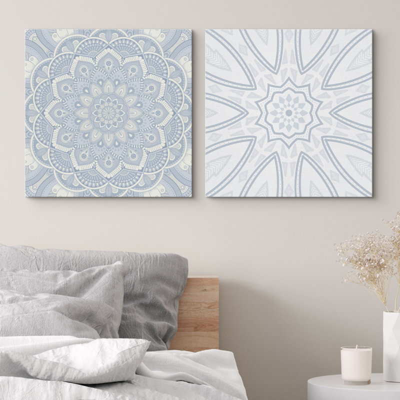 Mandala, variété de motifs floraux sur toile, 2 pièces, H 12 po x l 24 po x P 1,5 po