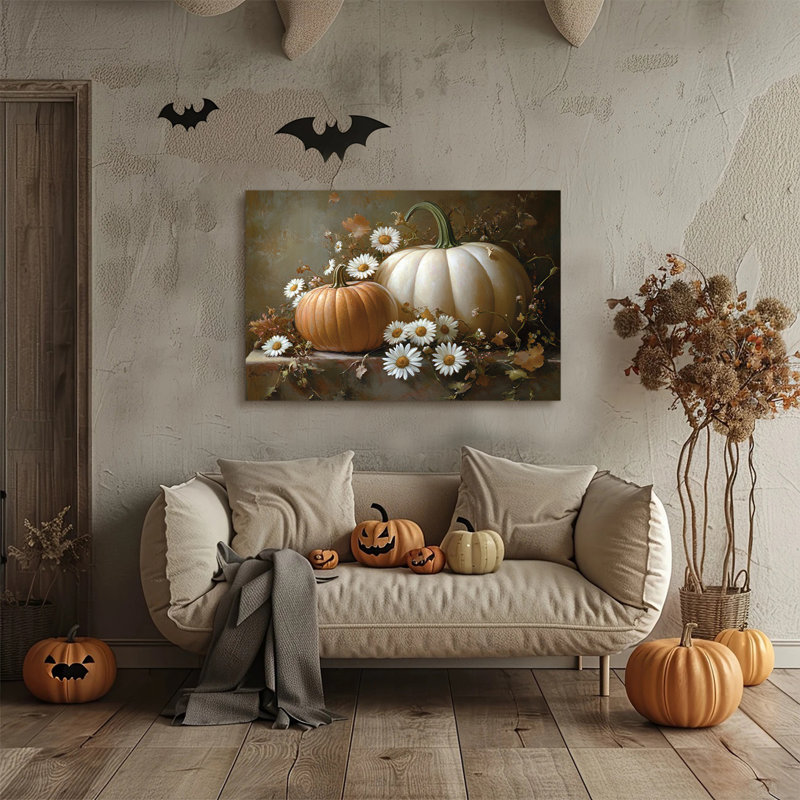 Art mural rétro de citrouille d'Halloween, H 12 po x l 16 po