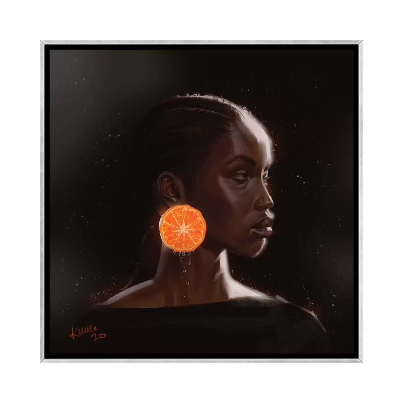 Orange par Adekunle Adeleke - impression d'art graphique, Toile avec cadre argent, Pas de tapis, H 26 po x l 26 po x P 1,5 po