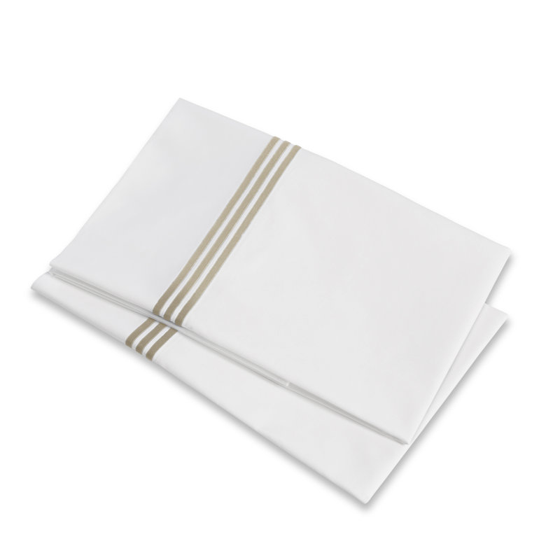 Platinum Pillow Case, Standard Pillowcase, White/Taupe