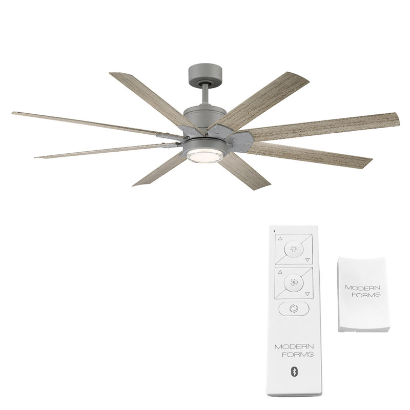 Renegade 8 - Blade Outdoor Integrated LED Smart Standard Ceiling Fan with Remote Control and Light Kit Included, 2700K, 66"