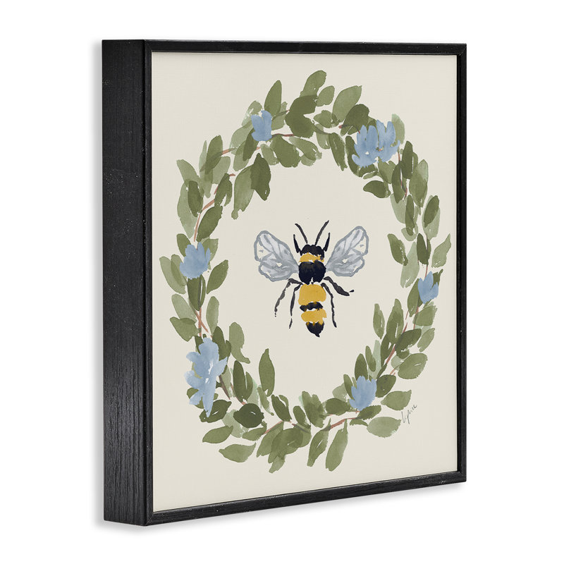 Couronne d'abeille, giclée encadrée, design par Lucille Price, 17 x 17, Midnight Black Giclee Framed