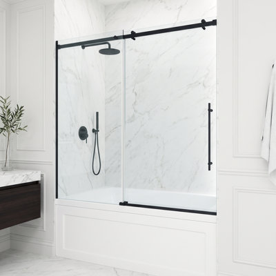 Luca 56-60" W x 58" H Sliding Frameless Tub Door with 3/8" Clear Glass