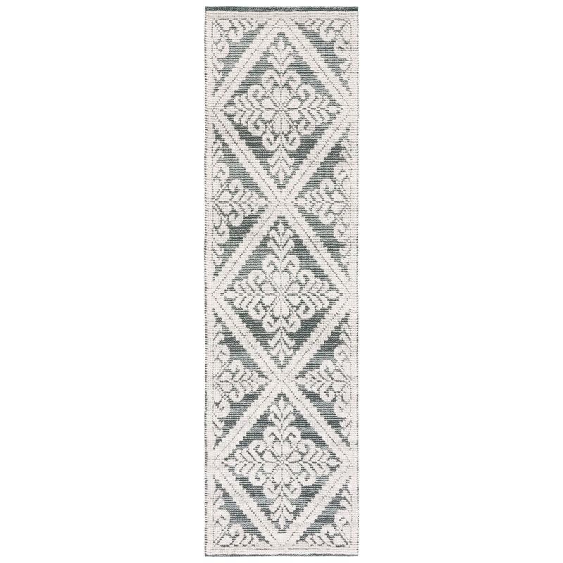 Vermont Hand Woven Wool Damask Rug, Runner 2'3" x 8'