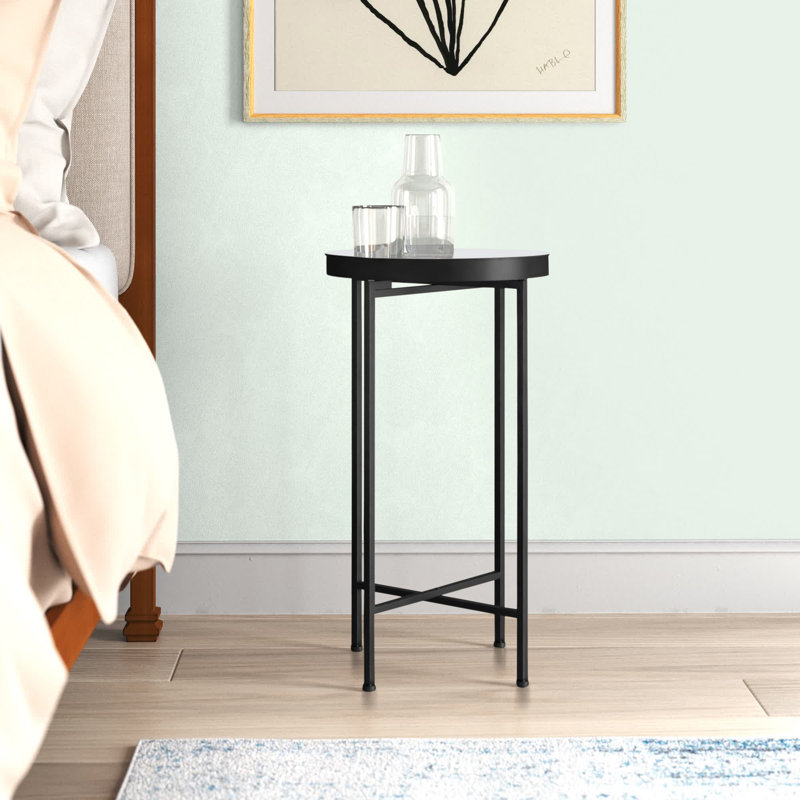 Table de bout avec plateau Dina, Blanc, Noir