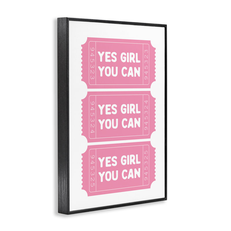 Giclée encadrée «Yes Girl You Can» par Designed, H 18 po x l 12 po, Giclée encadrée noir minuit