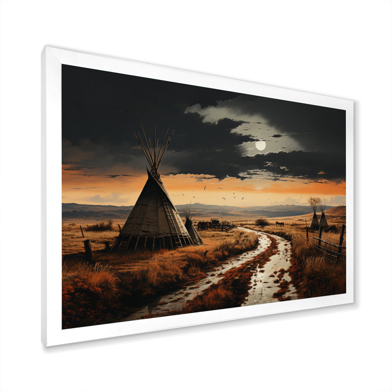 Native Tipi Legacy Of The Plains II - Native American Wall Art Living Room, H 12 po x l 20 po x P 1 po, Cadre simple blanc