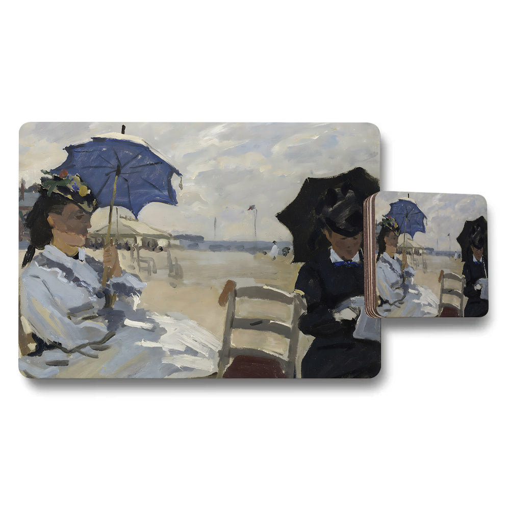 Beach Scene Impressionist Placemats And Coaster Set