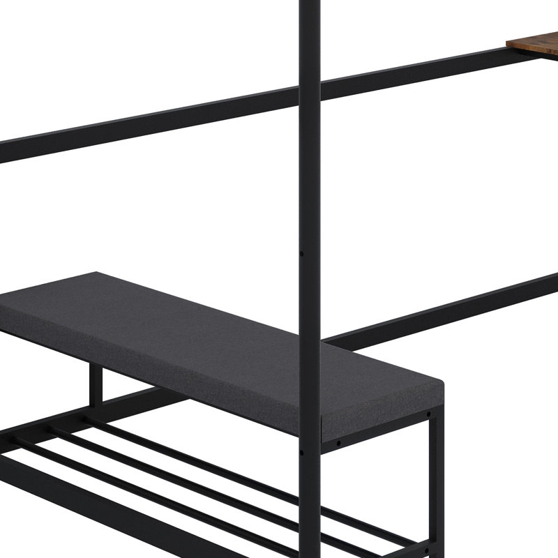 Loft Bed Frame With Built-In Storage And Secure Buckle-Fastened Slat System