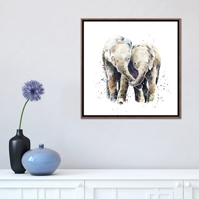 Deux éléphants par EdsWatercolours - impression