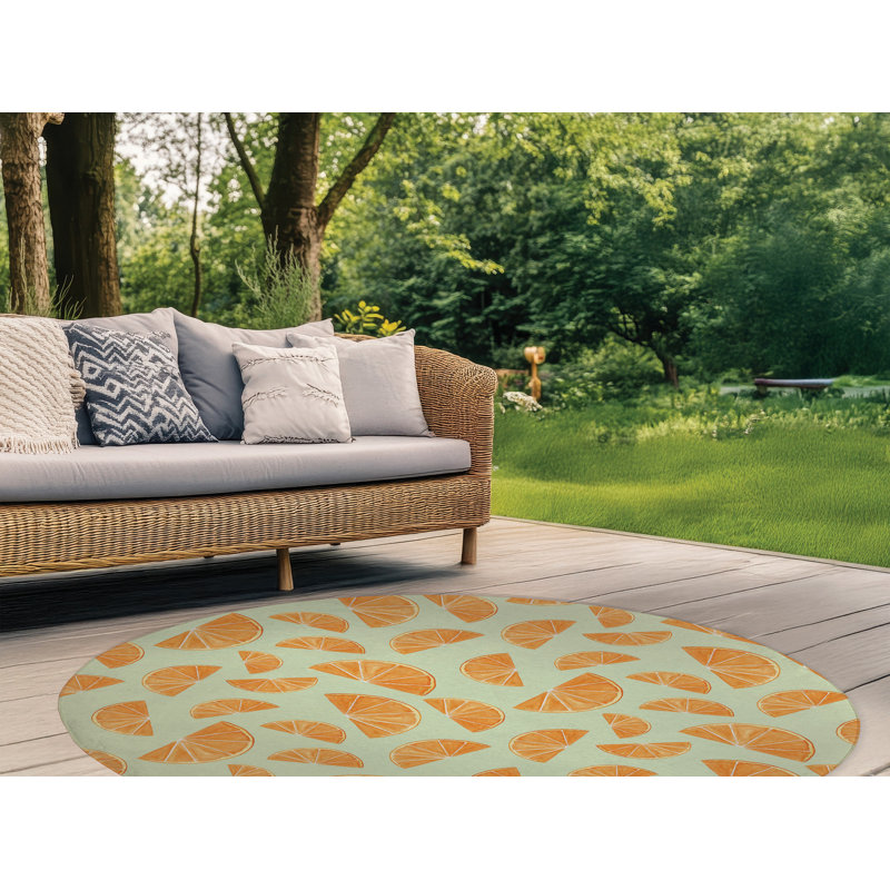 Tapis d'extérieur Summer Oranges, Rond 5 pi