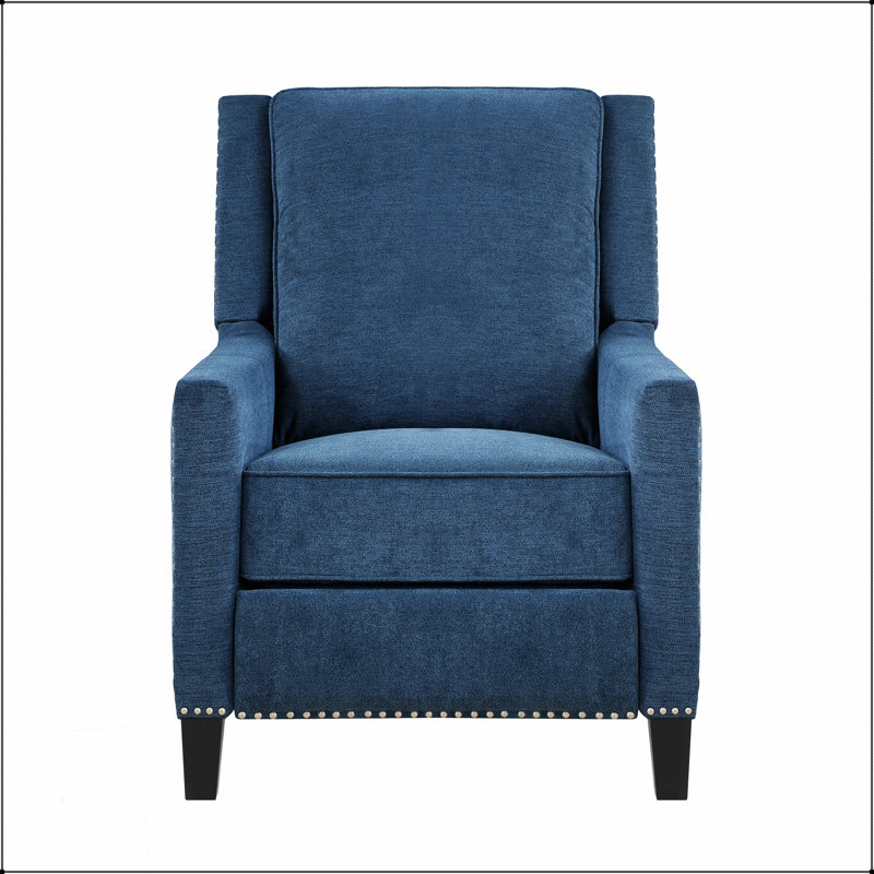 Chaise inclinable Modern Home Furniture avec tissu texturé bleu, garniture cloutée et mouvement d'inclinaison automatique pour un confort et un style ultimes