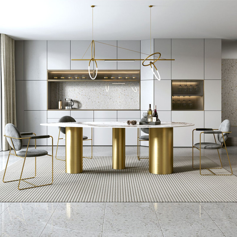 Ensembles de table de salle à manger ovales simples et luxueux, H 29,5 po x L 86,6 po x l 39,4 po
