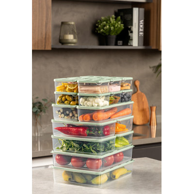 20-Piece Storage Box Set, Mint Color, 5.5 x 12 x 2.8 inches (12 pcs), 9 x 6 x 2.8 inches (4 pcs), 9 x 11.5 x 2.6 inches (2 pcs) | 100% Plastic, Dishwasher Safe | Ideal for Organizing Home & Office Spaces