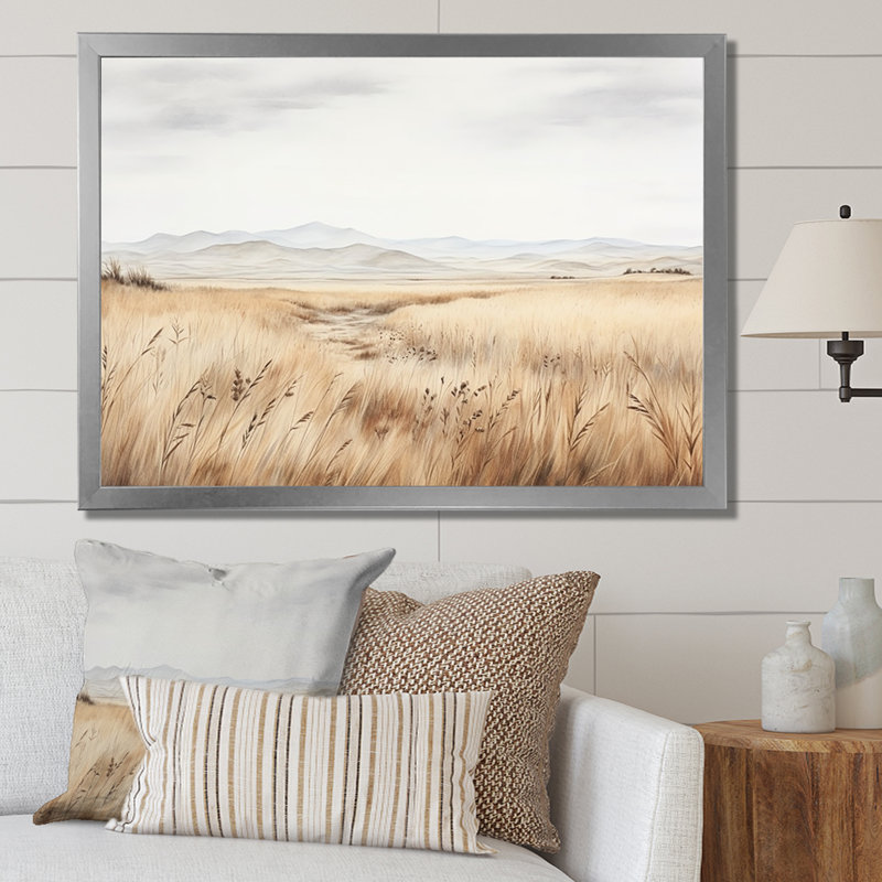 Prairie Peacefulness Meadows I sur toile, H 16 po x l 32 po x P 1 po, Cadre simple argenté