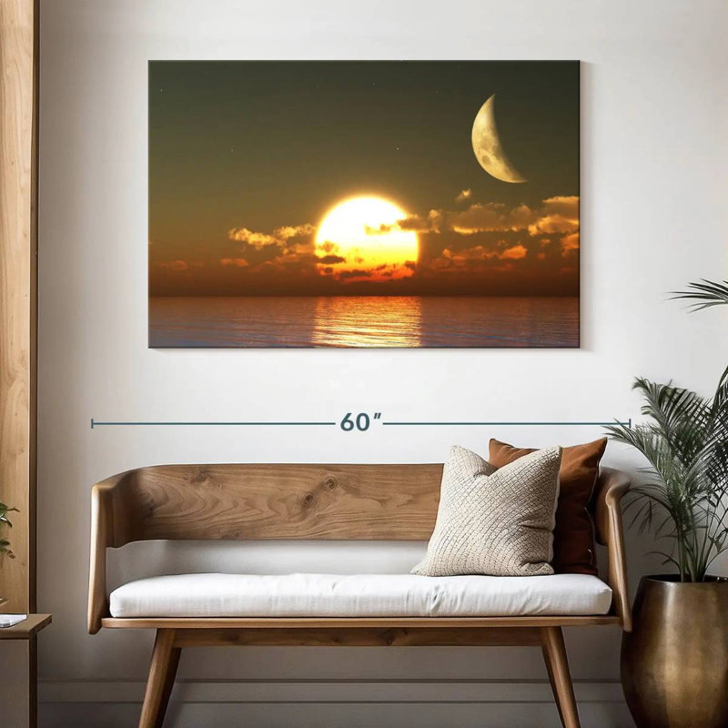 Coucher de soleil sur la lune, H 32 po x l 48 po