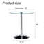 Table de salle à manger ronde en verre avec pieds en acier inoxydable argenté, sièges 4-6, design minimaliste moderne pour la cuisine ou le salon
