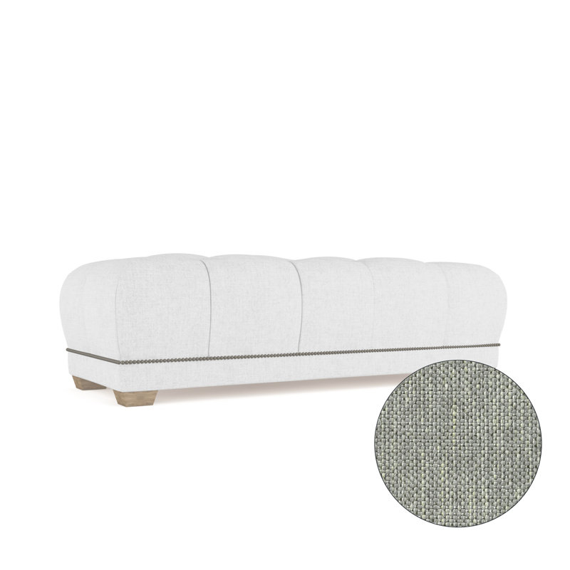 Hudson Ottoman, Plush Velvet Oyster, Weathered