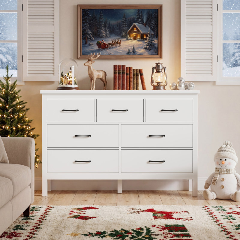 Wala 7 Drawer Dressers for living Room,Bedroom Dresser, White