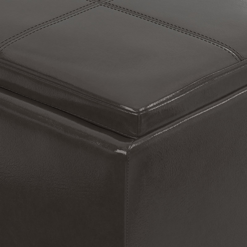 Avalon 42"W Upholstered Contemporary Rectangular Flip-Top Storage Ottoman with Hidden Storage, Tanners Brown Faux Leather