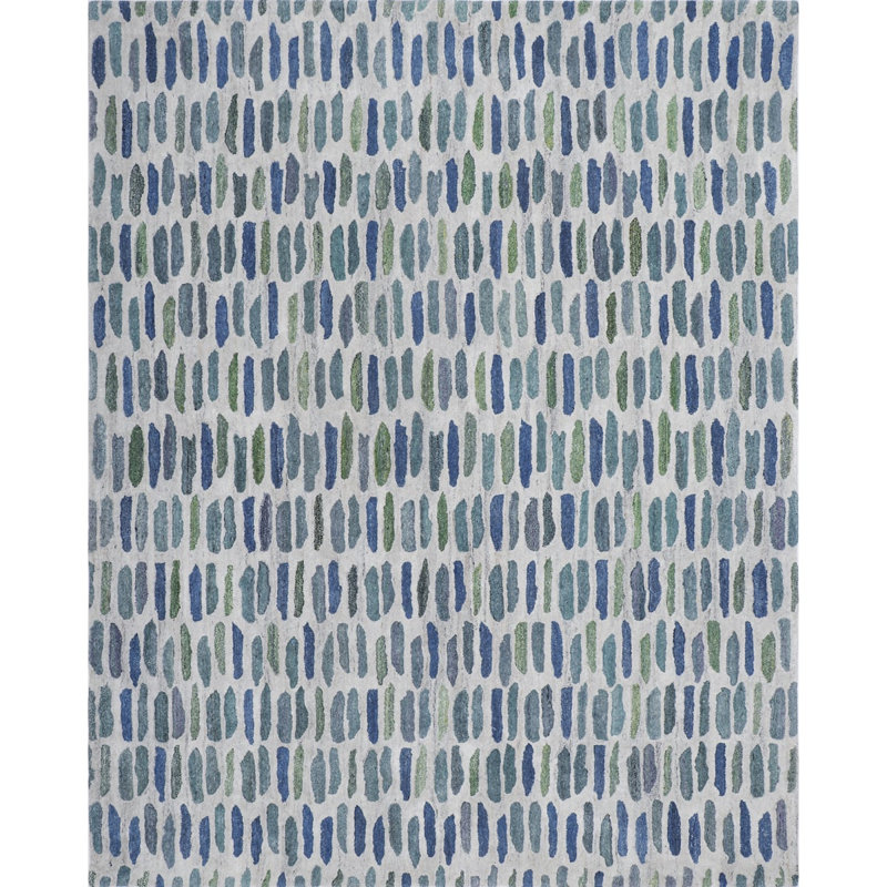 Cayo Hand Tufted PET Indoor/Outdoor Rug in Natural/Green/Blue, Rectangle 8' x 10'
