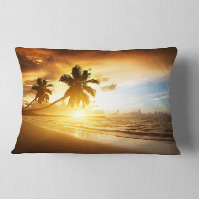 Coussin décoratif à coucher de soleil avec des caraïbes de mer seascape