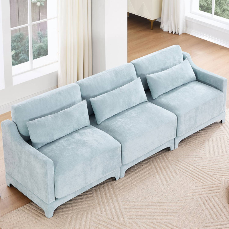 Canapé 106 po en chenille, Bleu